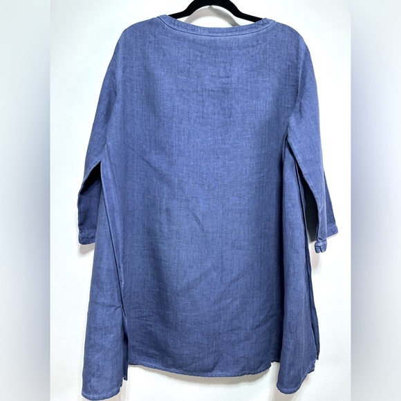 Elemente Clemente | 100% Linen 3/4 Sleeve Tunic Top - Picture 4 of 7